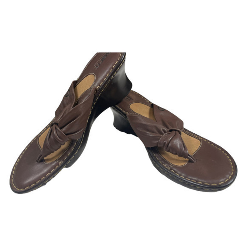 Born Sandals Size 9 Brown & Tan Flip Flop Wedge - Picture 4 of 6